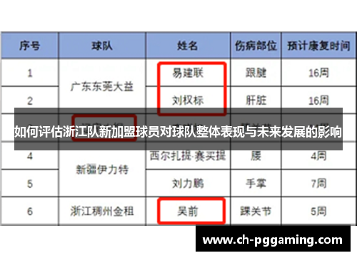 如何评估浙江队新加盟球员对球队整体表现与未来发展的影响