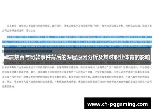魏震禁赛与罚款事件背后的深层原因分析及其对职业体育的影响